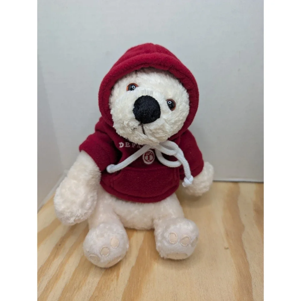 Department 56 White Stuffed‎ Bear And Red Hoodie No Pin Or Tags 2003